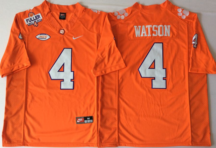 NCAA Men Clemson Tigers Orange #4 WATSON